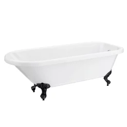 Victorian Plumbing Bromley 1780 Single Ended Roll Top Bath + Matt Black Leg Set -Deals Accessory Ranges Store mbbrom1780b detail1