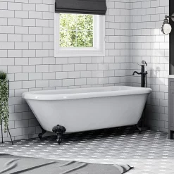 Victorian Plumbing Bromley 1780 Single Ended Roll Top Bath + Matt Black Leg Set -Deals Accessory Ranges Store mbbrom1780b lrg