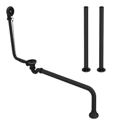 Victorian Plumbing Traditional Matt Black Roll Top Bath Waste W. Fixed Height Bath Tap Standpipes -Deals Accessory Ranges Store mbrtbk n l