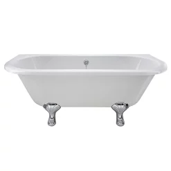 Old London Kenton 1690 X 745 'D' Shaped Back To Wall Bath + Chrome Leg Set -Deals Accessory Ranges Store oldlondonkentonbathd6