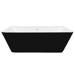 Victorian Plumbing Orion Matt Black Back To Wall Modern Square Bath (1700 X 740mm) -Deals Accessory Ranges Store ori17blk nw d2