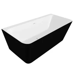 Victorian Plumbing Orion Matt Black Back To Wall Modern Square Bath (1700 X 740mm) -Deals Accessory Ranges Store ori17blk nw d4