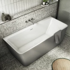 Victorian Plumbing Orion Matt Grey Back To Wall Modern Square Bath (1700 X 740mm) -Deals Accessory Ranges Store ori17gry nw d1