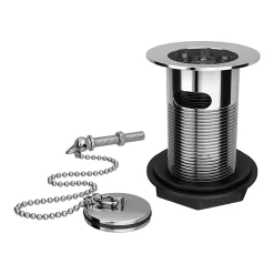 Victorian Plumbing Traditional Chrome Basin Waste With Plug + Ball Chain