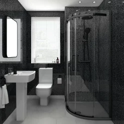 Victorian Plumbing Orion Black Diamond Galaxy Shower Wall Panel - 2400 X 1000mm -Deals Accessory Ranges Store pvc2410bkdg lrg