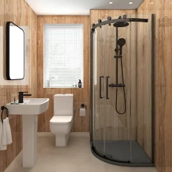 Victorian Plumbing Orion Rustic Oak Shower Wall Panel - 2400 X 1000mm -Deals Accessory Ranges Store pvc2410ro l1