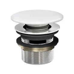 Victorian Plumbing Click Clack Matt White Solid Stone Slotted Bath Waste