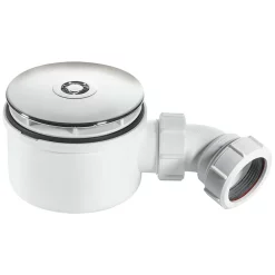 McAlpine Plumbing Product McAlpine 90mm Shallow Shower Trap - 70mm High - Chrome Plated Plastic