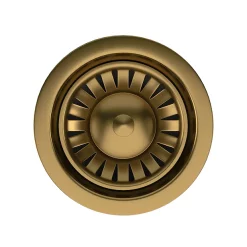 Venice Brushed Gold Basket Strainer Kitchen Sink Waste With Rectangular Overflow Plate -Deals Accessory Ranges Store vnkbs292 d1