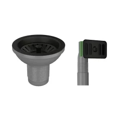 Venice Matt Black Basket Strainer Kitchen Sink Waste With Rectangular Overflow Plate -Deals Accessory Ranges Store vnkbs293