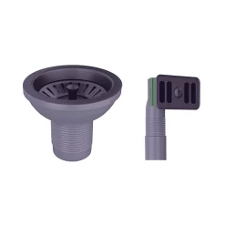 Venice Gun Metal Basket Strainer Kitchen Sink Waste With Rectangular Overflow Plate -Deals Accessory Ranges Store vnkbs296 l