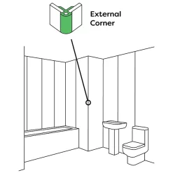 Victorian Plumbing Orion External Corner - White PVC -Deals Accessory Ranges Store vpwpacal15wh d1