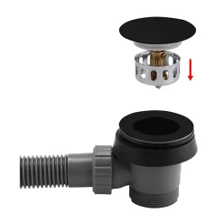 Arezzo Matt Black Easy Clean Click Clack Bath Waste With Overflow -Deals Accessory Ranges Store wa900ek d2