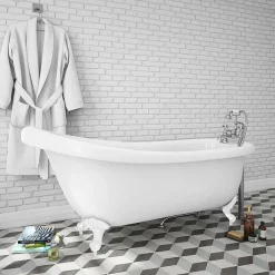 Victorian Plumbing Oxford 1710 Roll Top Slipper Bath + White Leg Set -Deals Accessory Ranges Store whtox1710b nd3